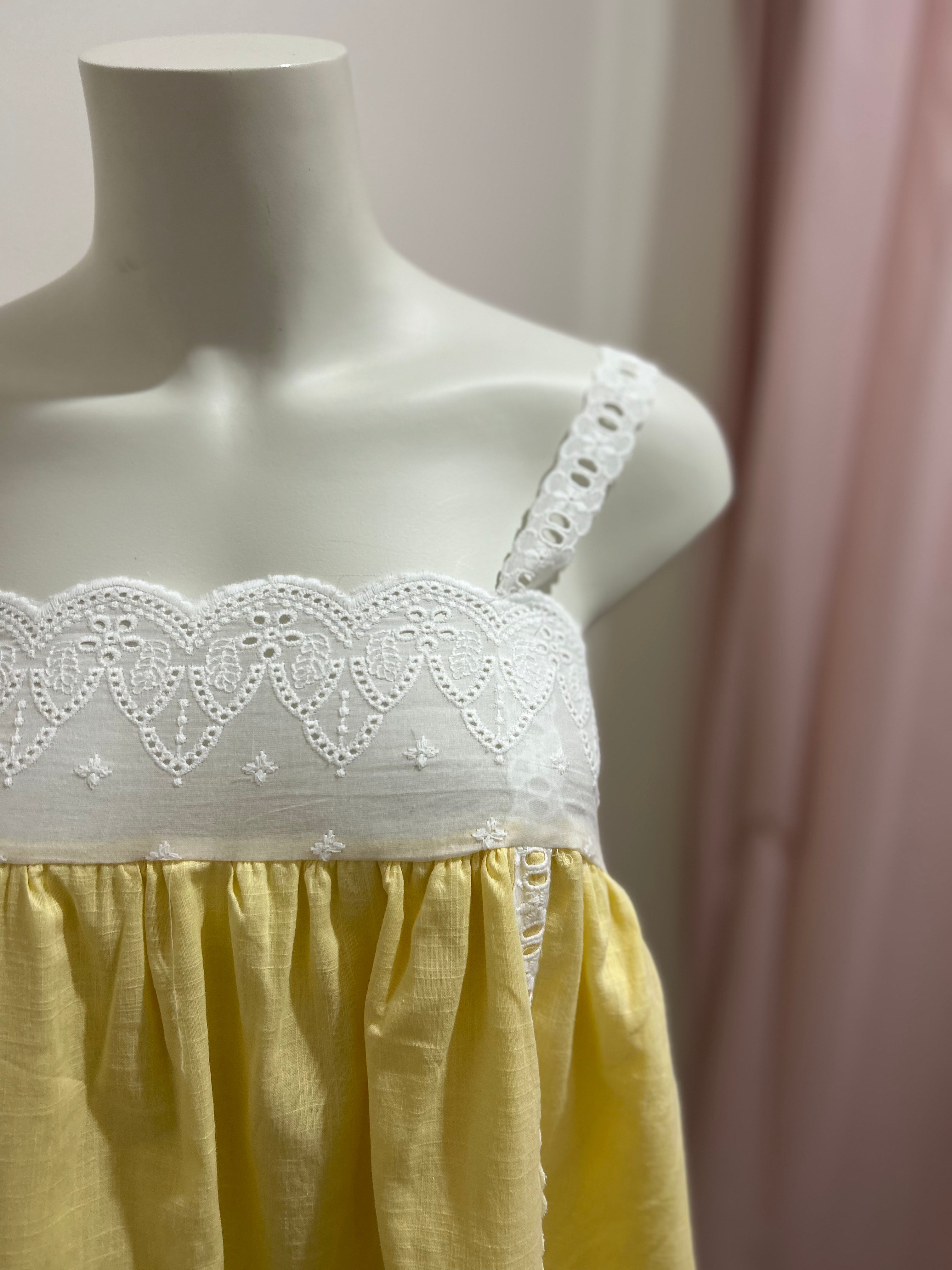 By Frankie Yellow Mini Dress with White Lace - XS By Frankie Yellow Mini Dress with White Lace - XS