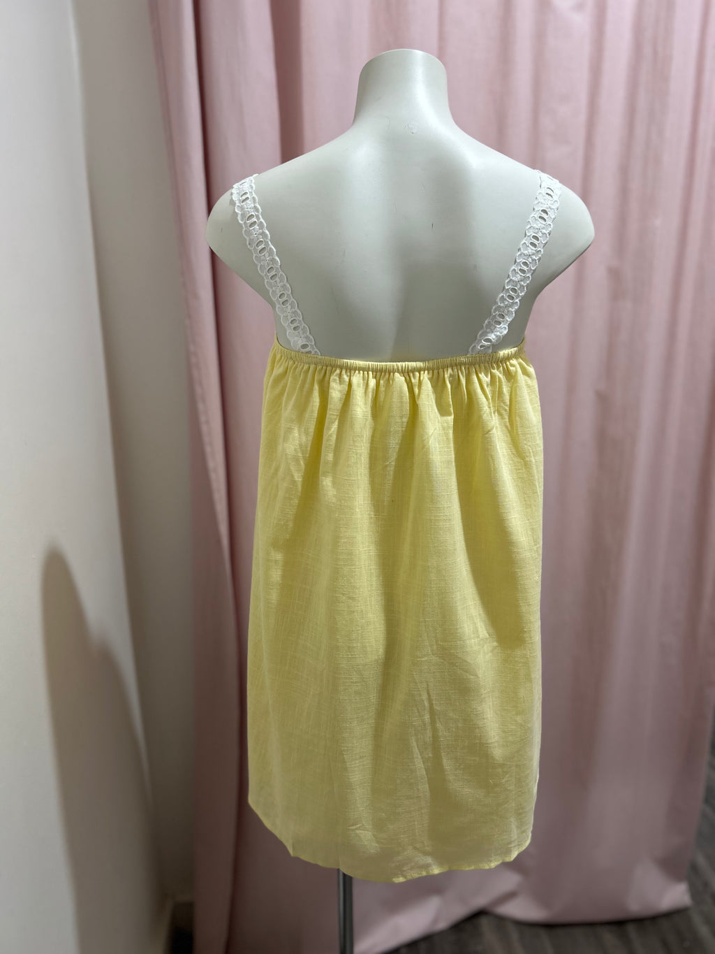 By Frankie Yellow Mini Dress with White Lace