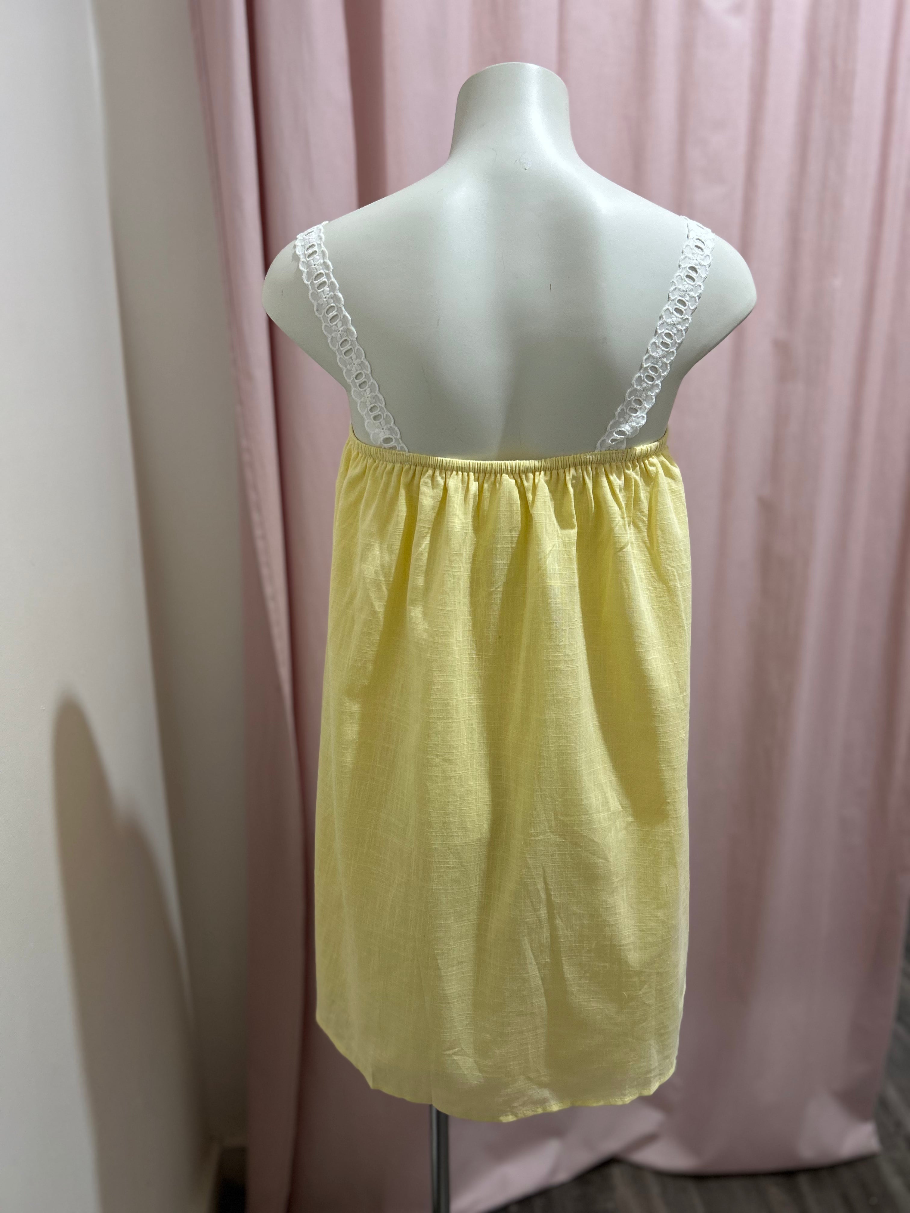 By Frankie Yellow Mini Dress with White Lace