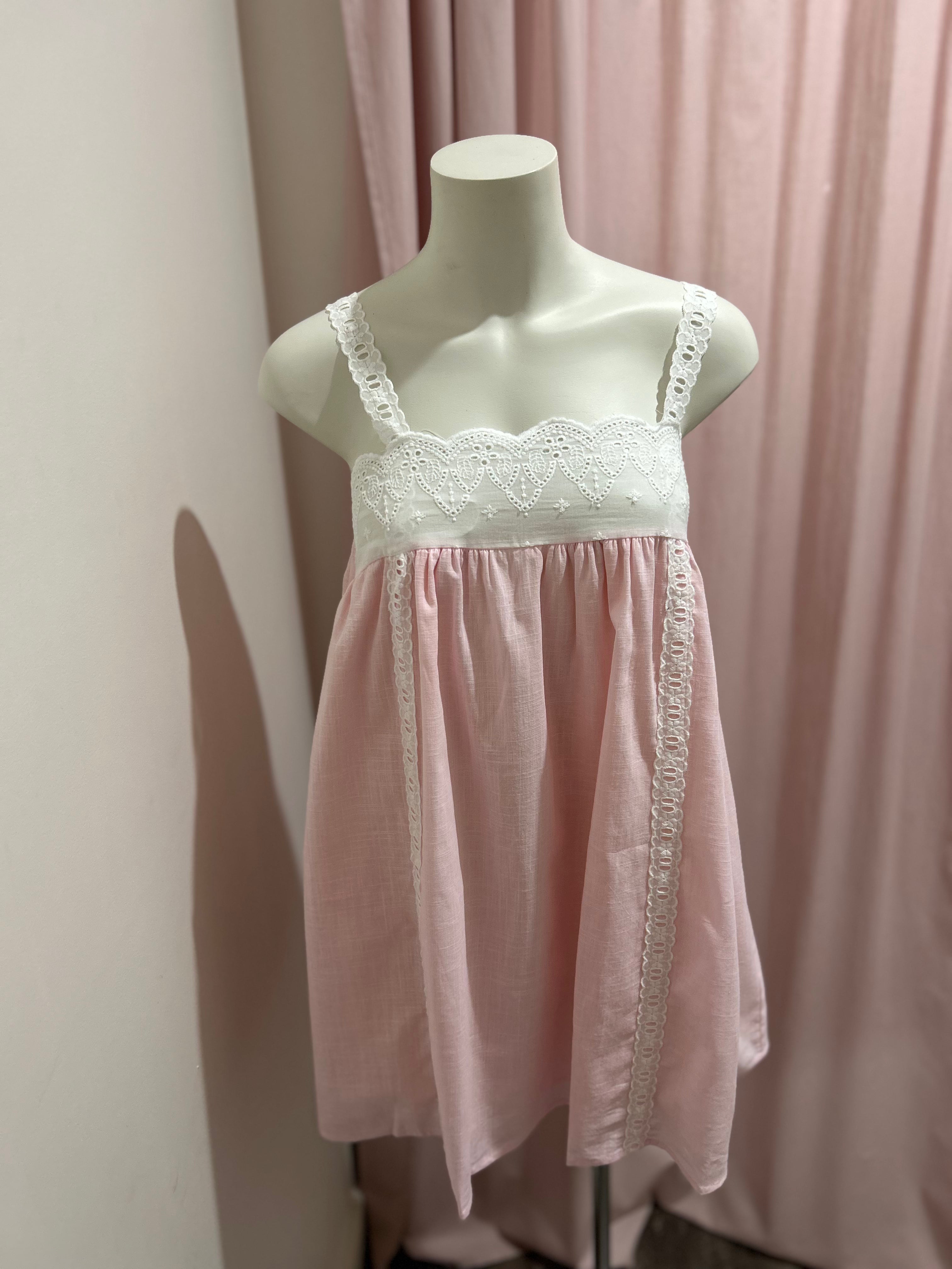 By Frankie Pink Mini Dress with White Lace