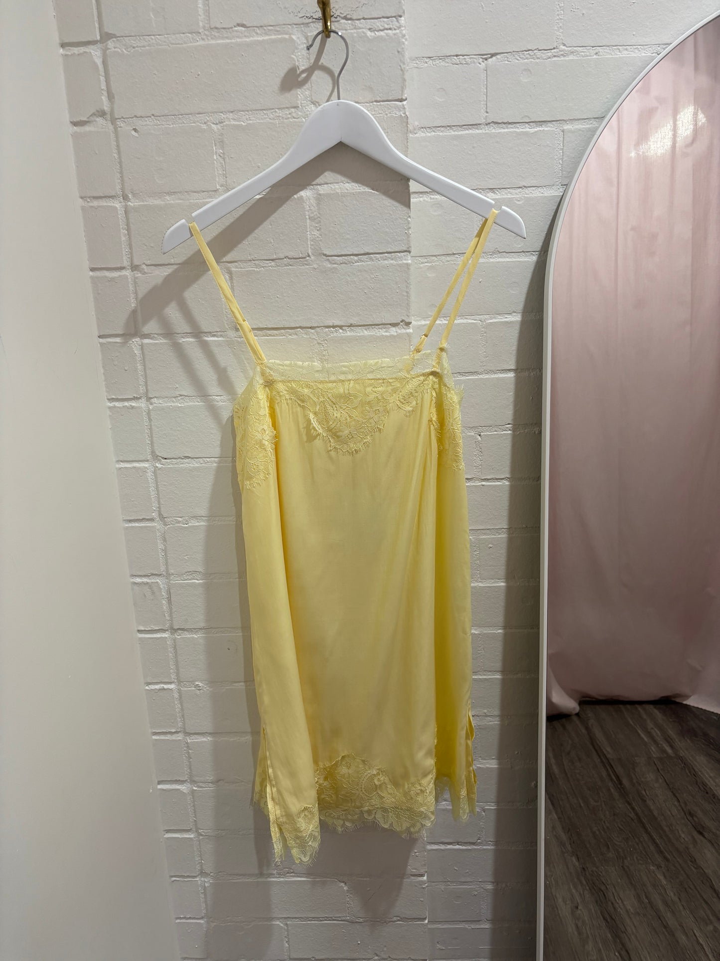 By Frankie Lace Mini Dress Yellow