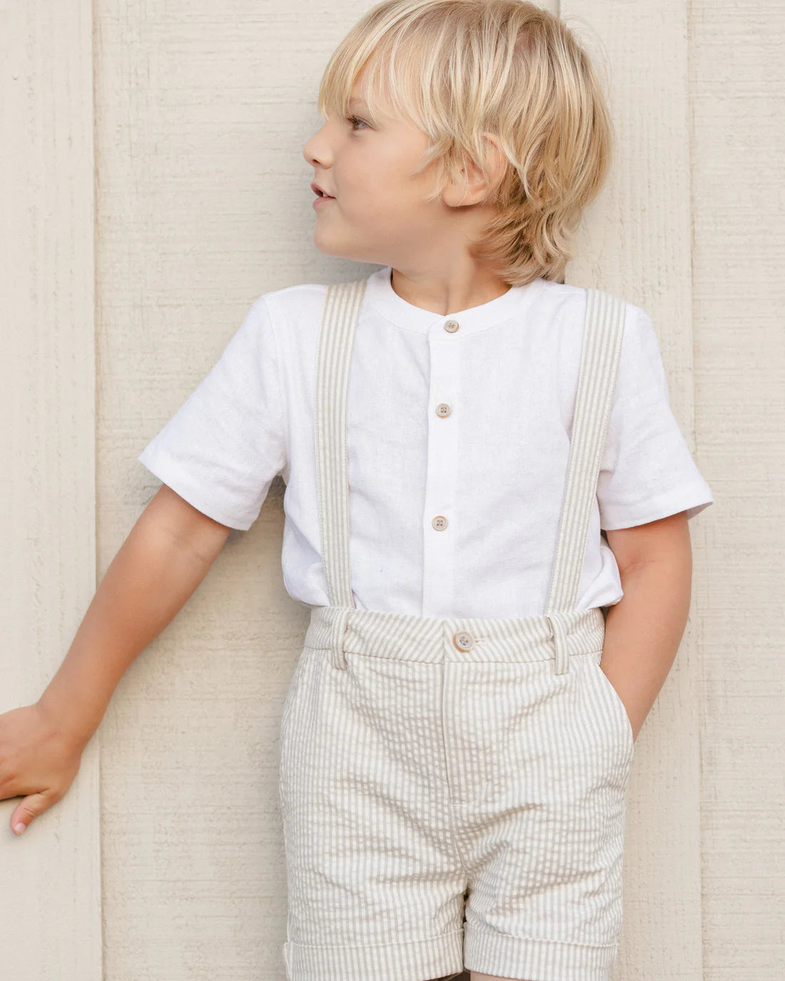 Noralee Suspender short | Sage Stripe