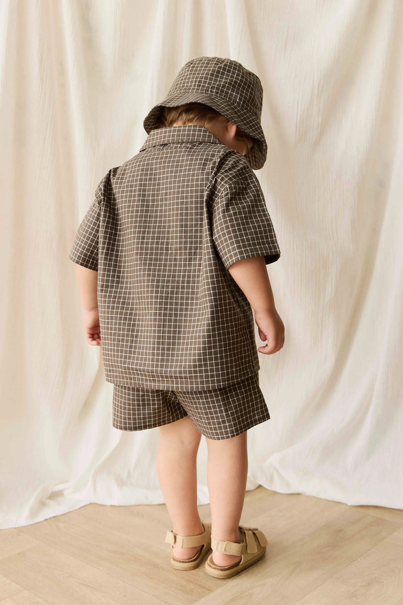 Jamie Kay Organic Cotton Silas Shirt - Coffee Grid