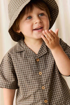 Jamie Kay Organic Cotton Silas Shirt - Coffee Grid