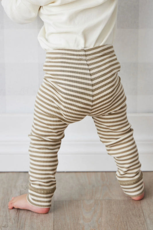 Jamie Kay - Organic Cotton Modal Elastane Legging - Narrow Stripe Oak/Soft Clay