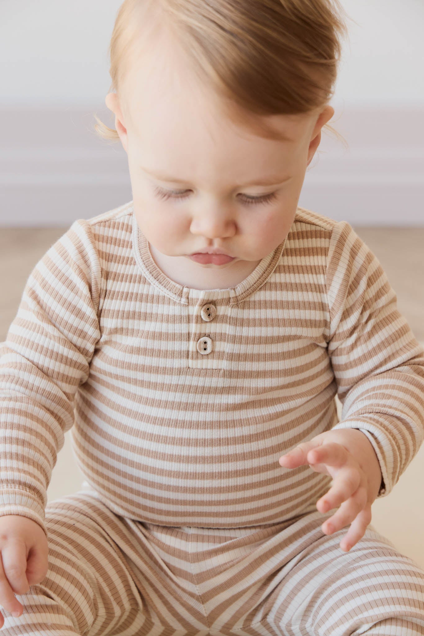 Jamie Kay Organic Cotton Modal Long Sleeve Top - Narrow Stripe Baker/Cloud