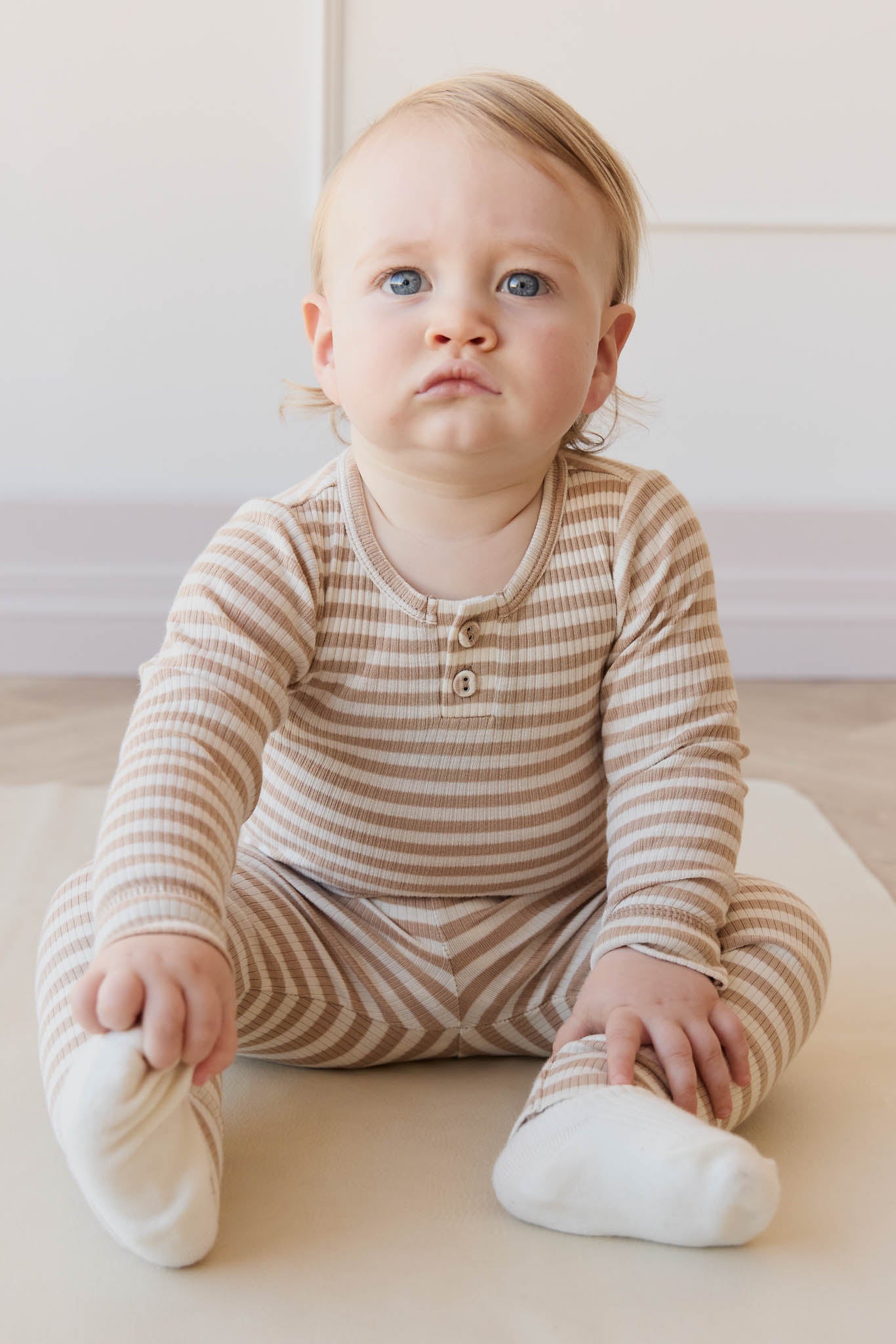 Jamie Kay Organic Cotton Modal Long Sleeve Top - Narrow Stripe Baker/Cloud