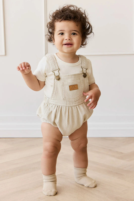 Jamie Kay Pax Playsuit - Fine Vertical Stripe Sandy Brown/Cloud