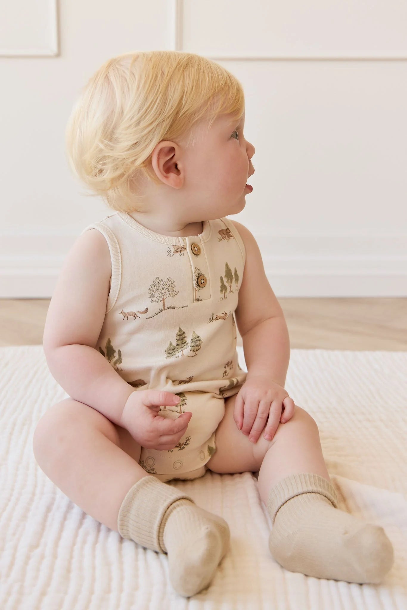 Jamie Kay Organic Cotton Archie Playsuit - Pine Forest Friends