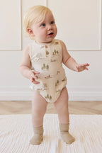 Jamie Kay Organic Cotton Archie Playsuit - Pine Forest Friends