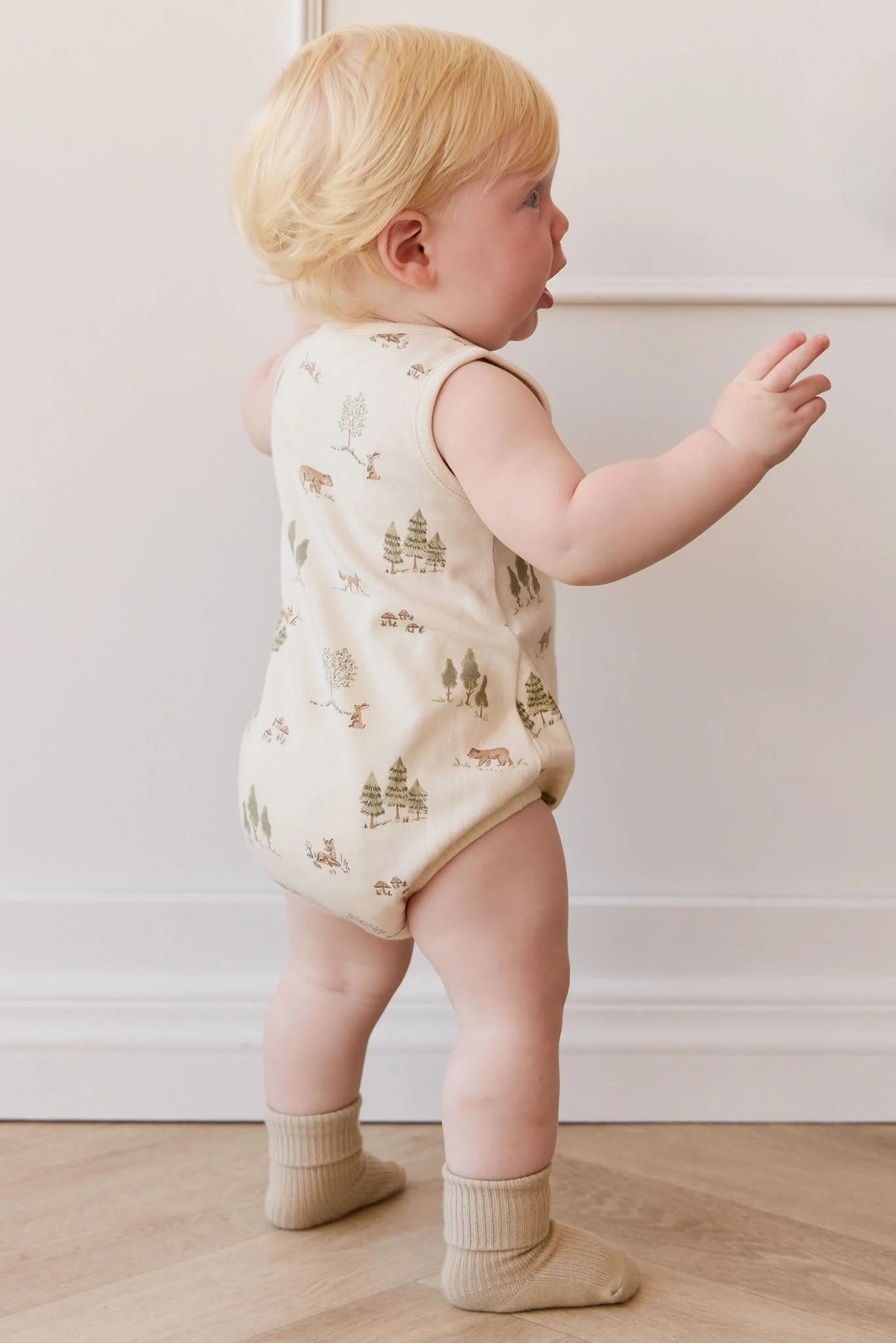 Jamie Kay Organic Cotton Archie Playsuit - Pine Forest Friends