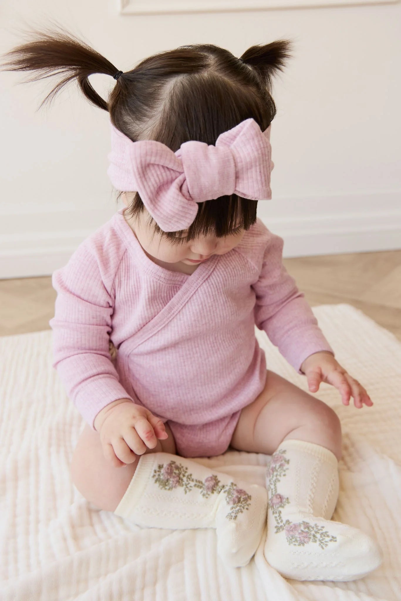 Jamie Kay Tasha Floral Jacquard Sock - Egret