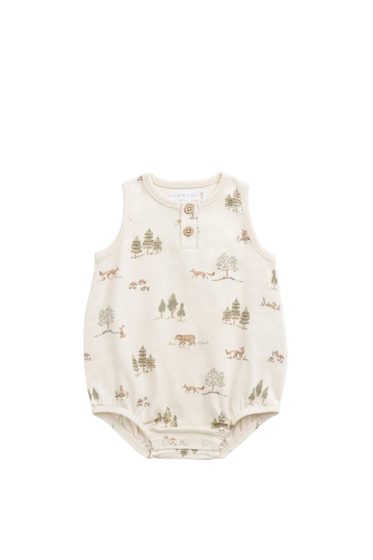 Jamie Kay Organic Cotton Archie Playsuit - Pine Forest Friends