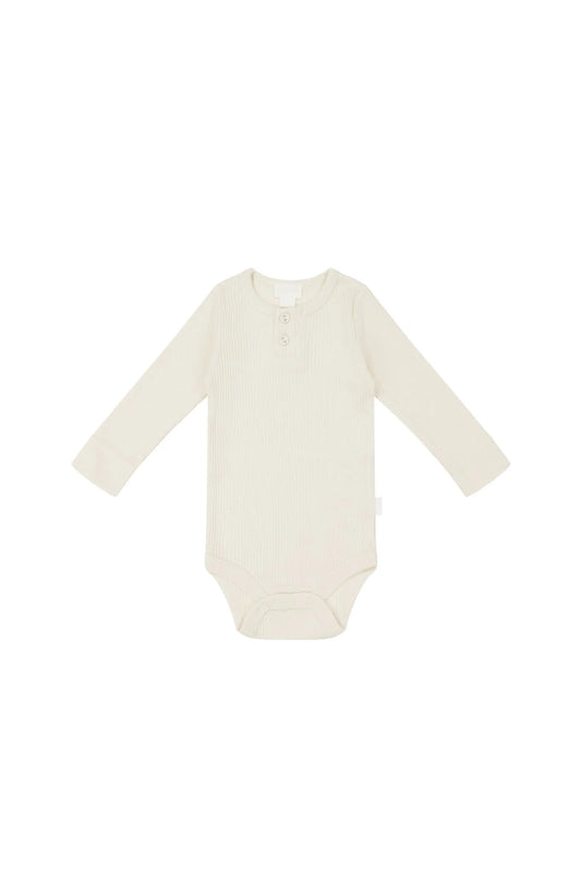 Jamie Kay Organic Cotton Modal Long Sleeve Bodysuit- Parchment