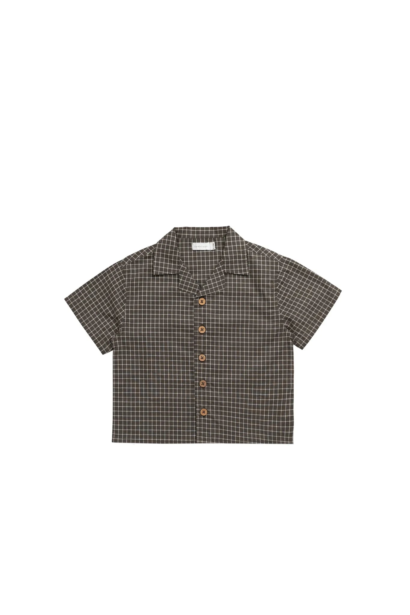 Jamie Kay Organic Cotton Silas Shirt - Coffee Grid