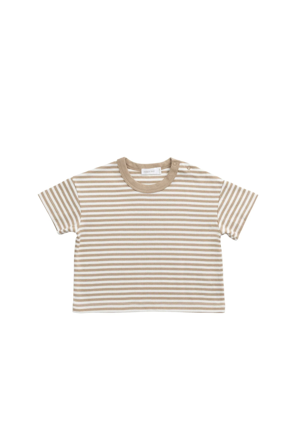 Jamie Kay Pima Cotton Wesley Tee - Slim Stripe Brioche/Cloud