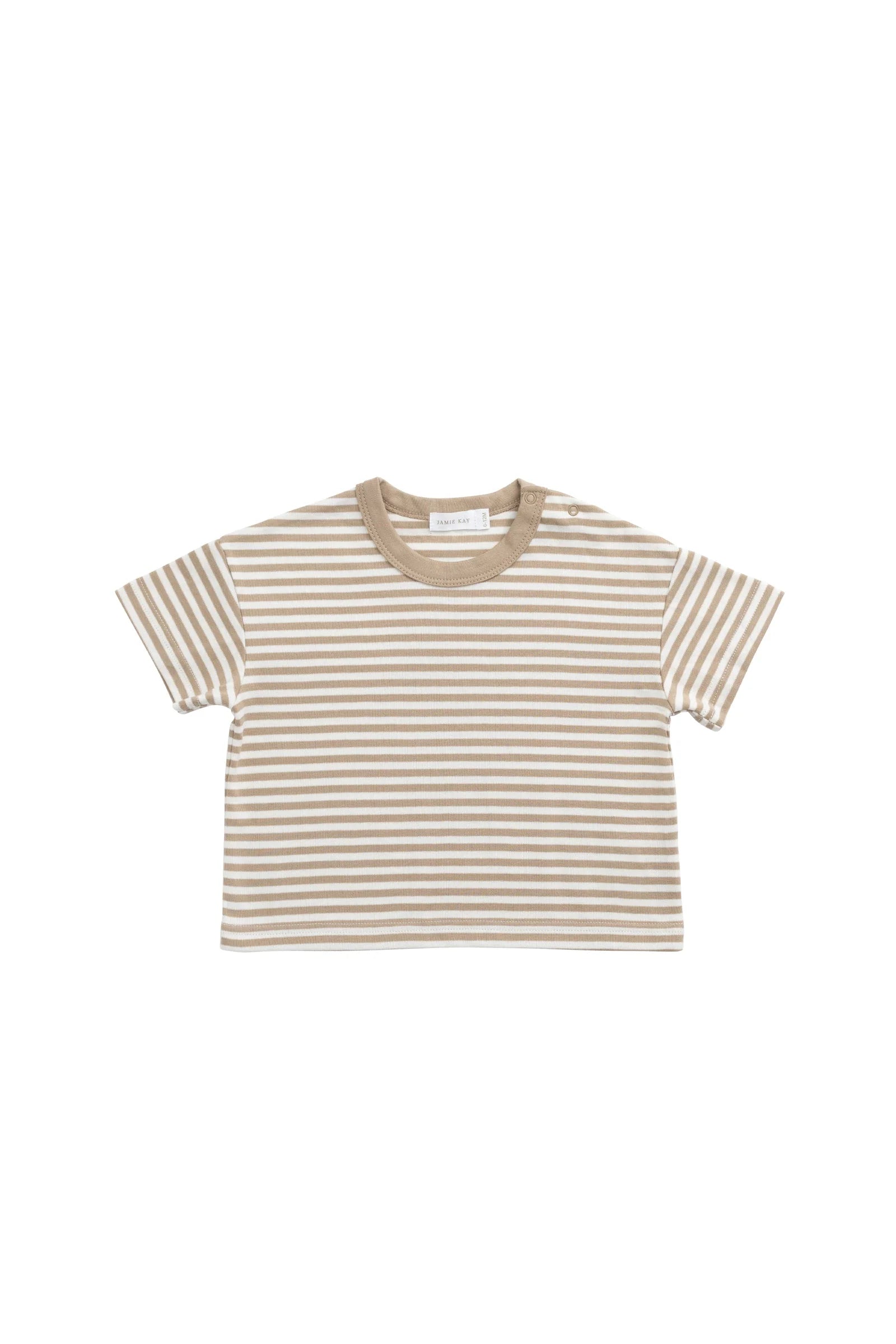 Jamie Kay Pima Cotton Wesley Tee - Slim Stripe Brioche/Cloud