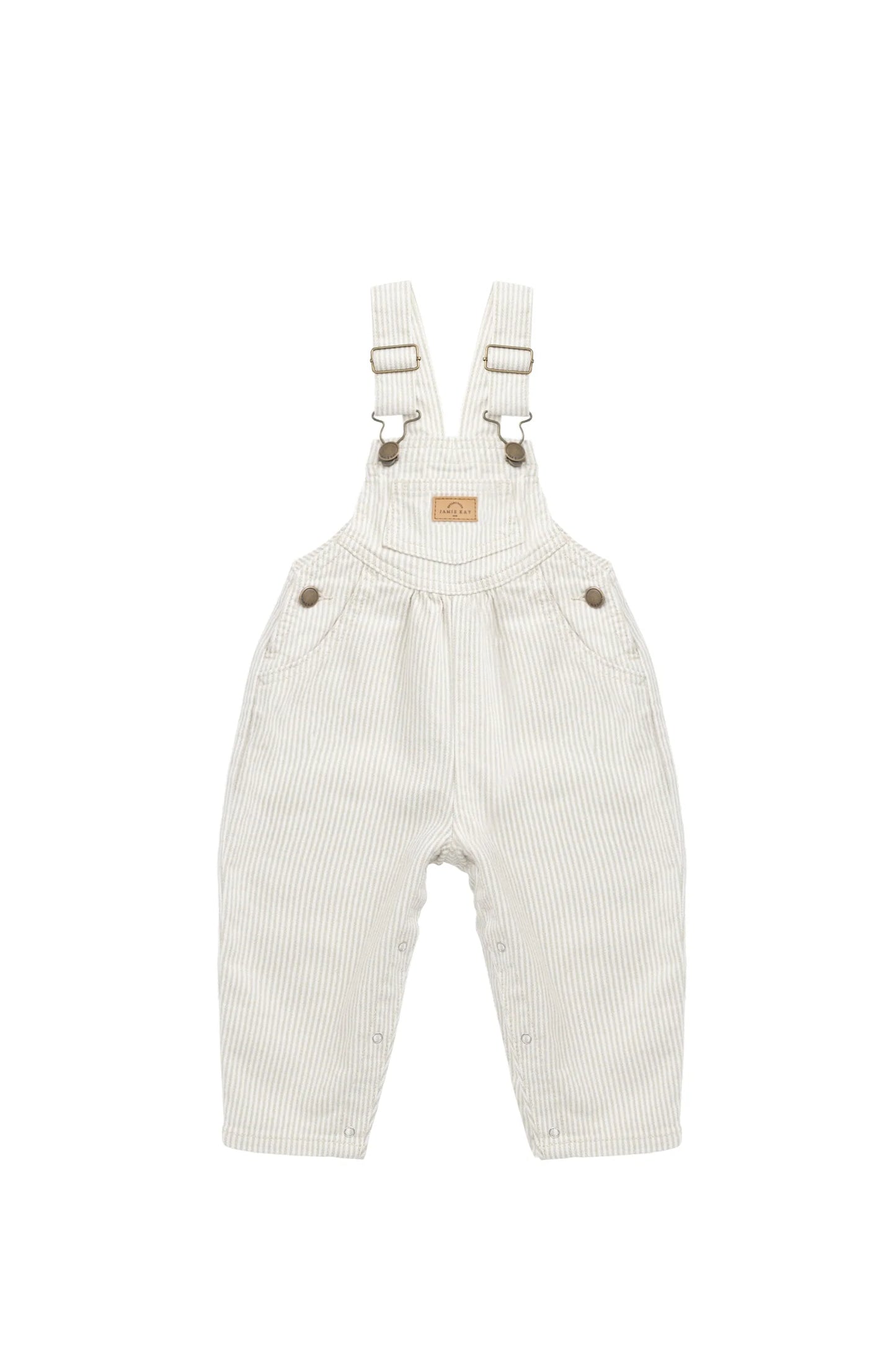 Jamie Kay Cecil Overall - Fine Vertical Stripe Sandy Brown/Cloud