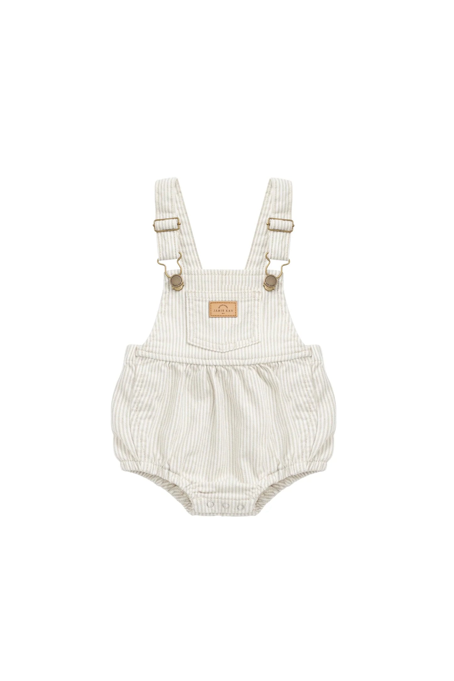 Jamie Kay Pax Playsuit - Fine Vertical Stripe Sandy Brown/Cloud