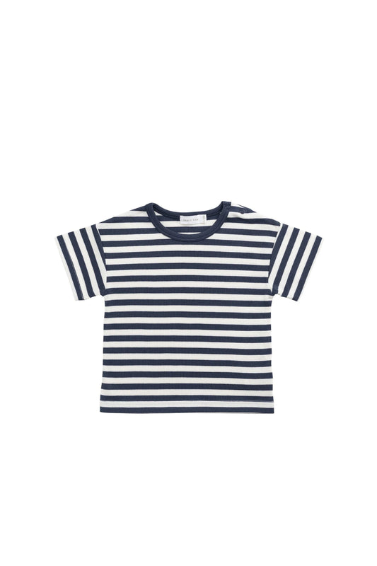 Jamie Kay Pima Cotton Hunter Tee - Essential Stripe Charter/Cloud