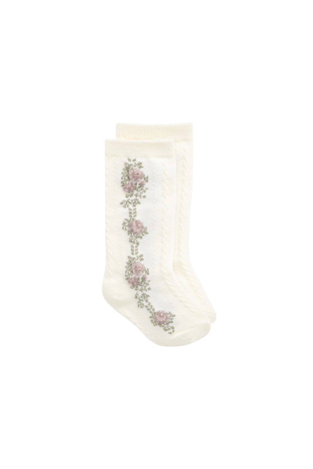 Jamie Kay Tasha Floral Jacquard Sock - Egret