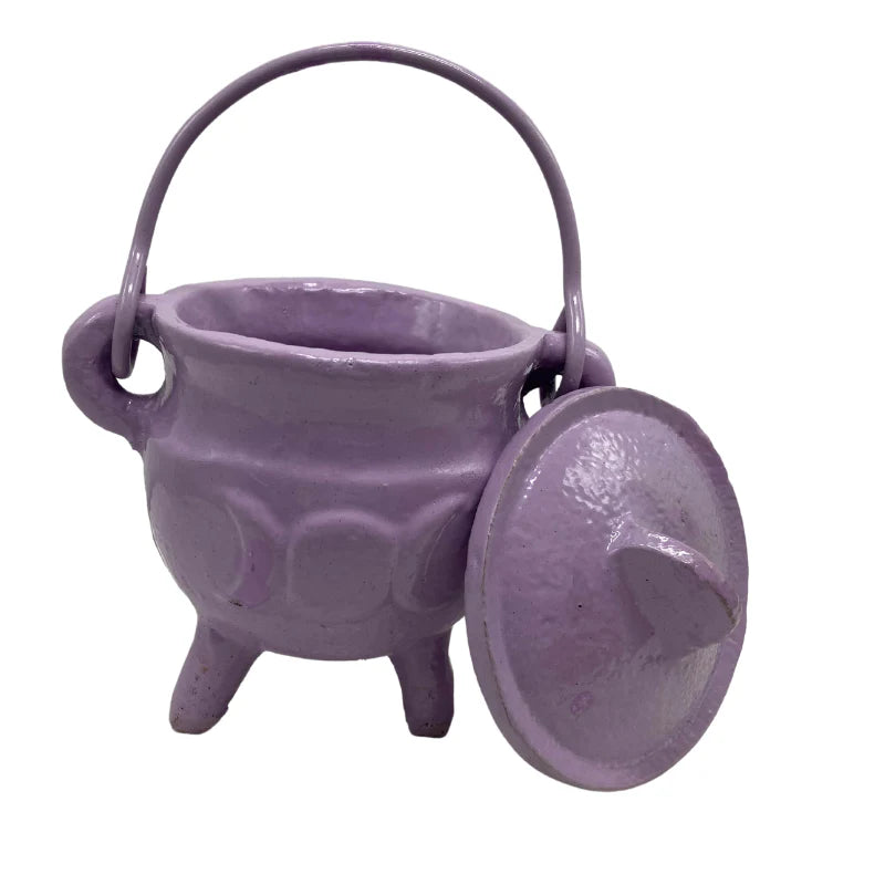 Cast Iron Cauldron Triple Moon with Lid - Assorted