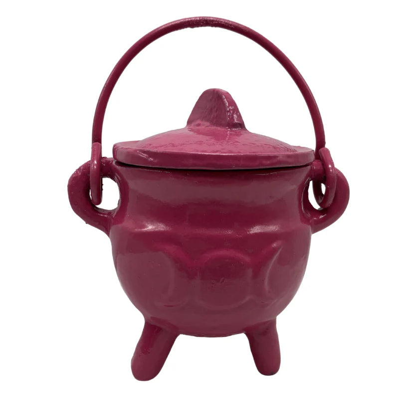 Cast Iron Cauldron Triple Moon with Lid - Assorted