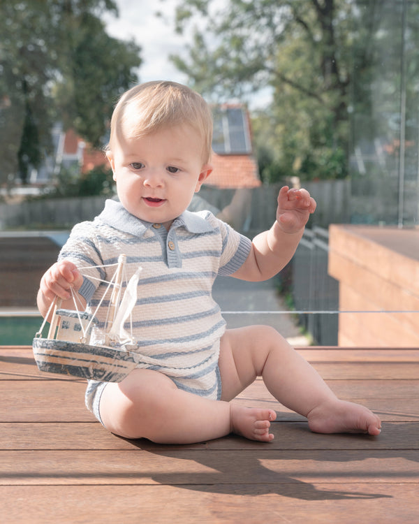 Bebe Brady Organic Knitted Polo Romper