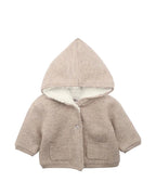 Bebe Taupe Knitted Hooded Jacket