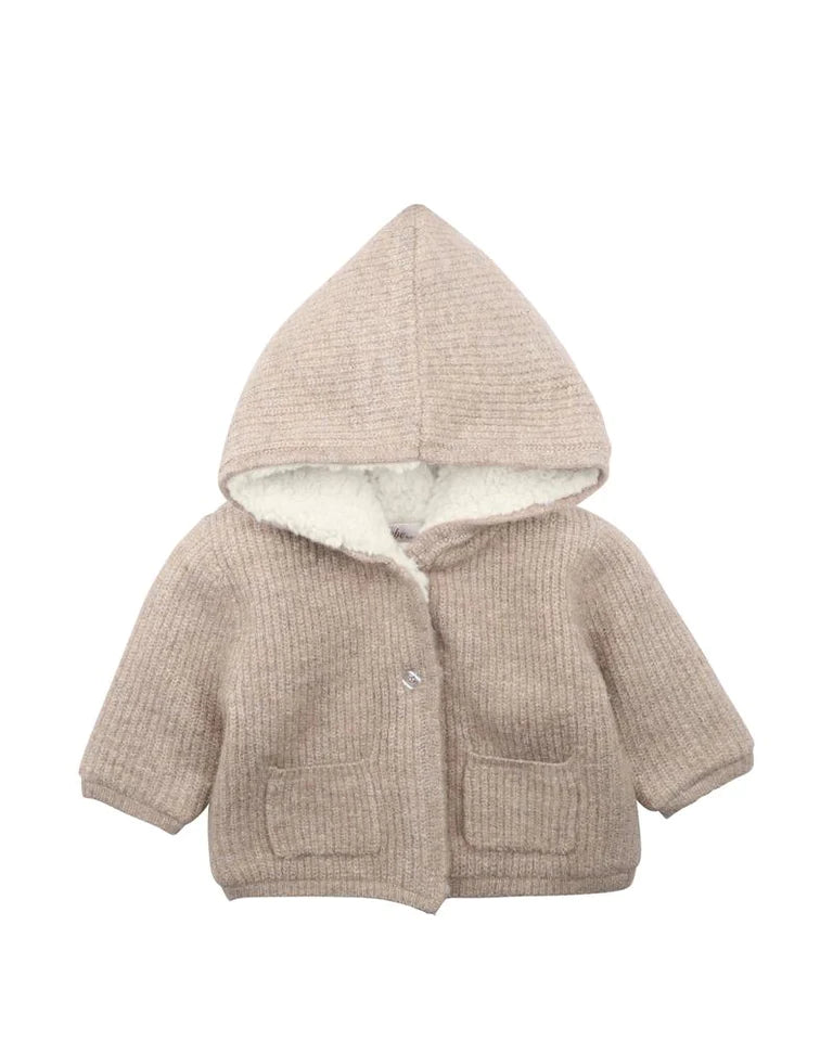 Bebe Taupe Knitted Hooded Jacket