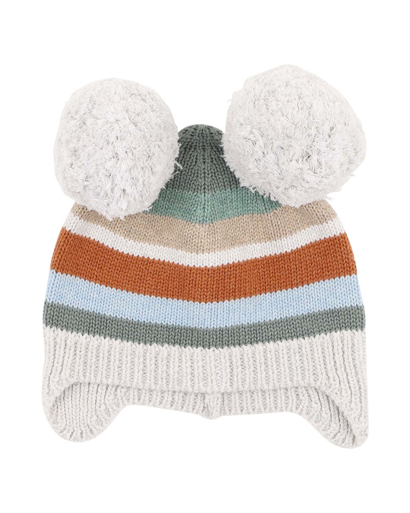 Bebe Mateo Stripe Pom Pom Beanie