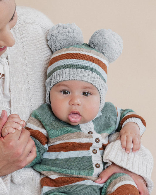 Bebe Mateo Stripe Pom Pom Beanie