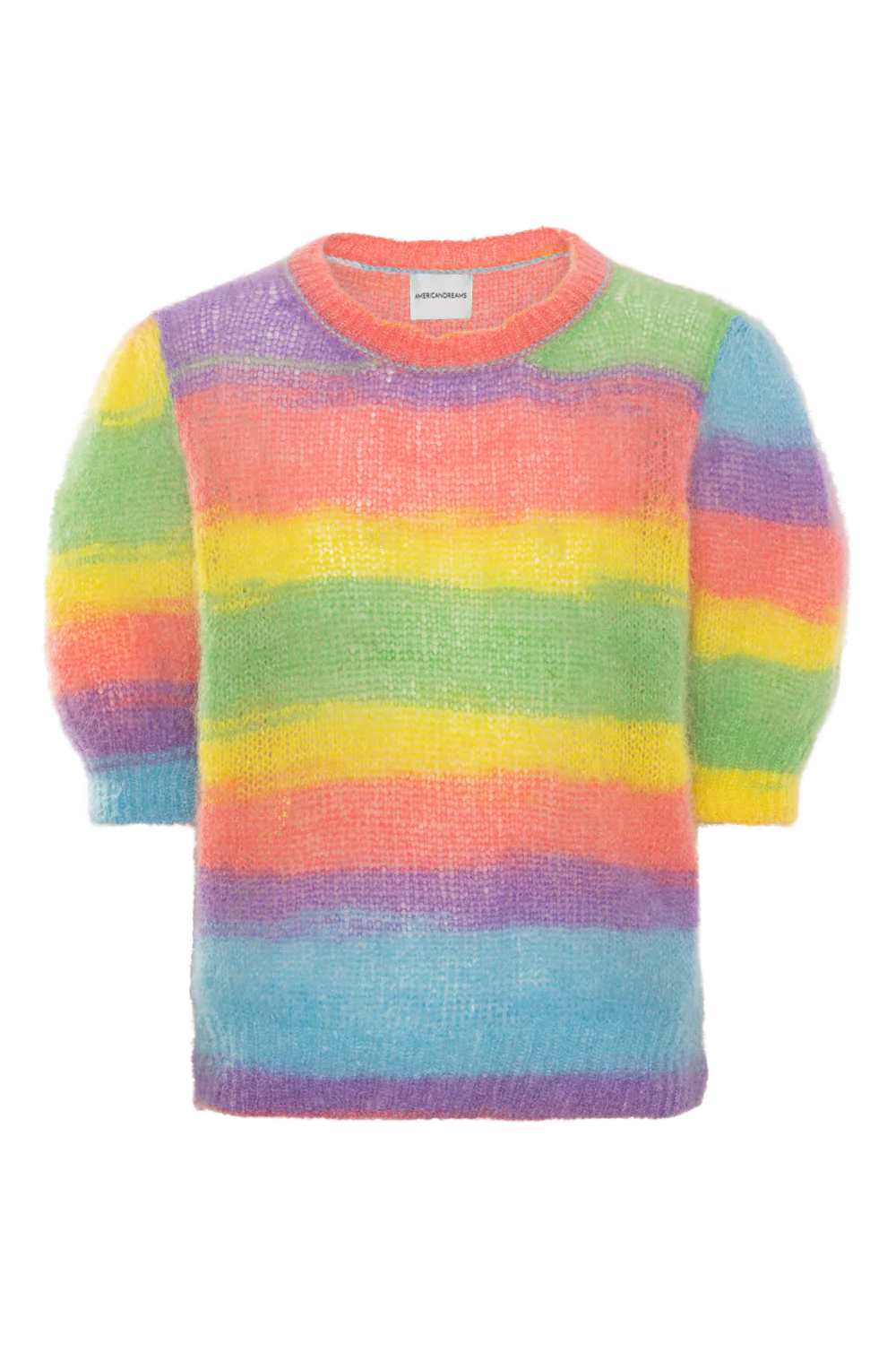 American Dreams Kenza Rainbow Short Sleeve Knit Pullover