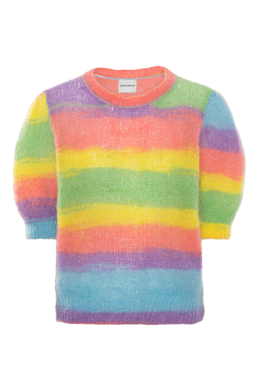 American Dreams Kenza Rainbow Short Sleeve Knit Pullover
