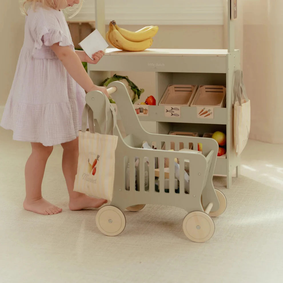 Little Dutch Wooden Play Shopping Cart