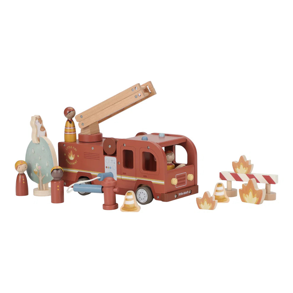 Little Dutch Wooden Fire Truck Set