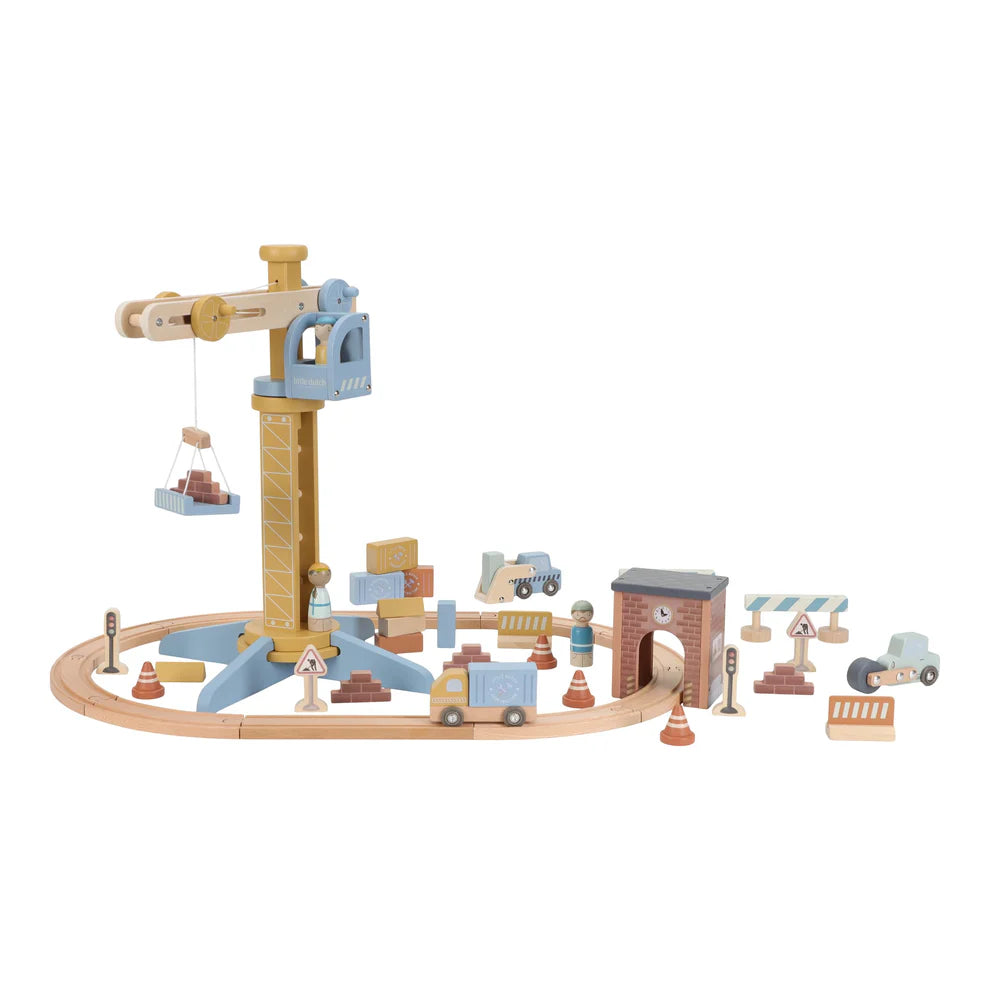 Little Dutch Wooden Crane and Train Track Set