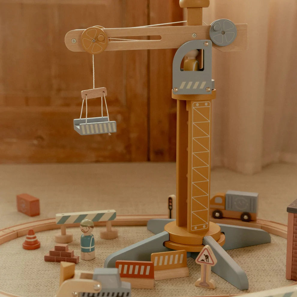 Little Dutch Wooden Crane and Train Track Set
