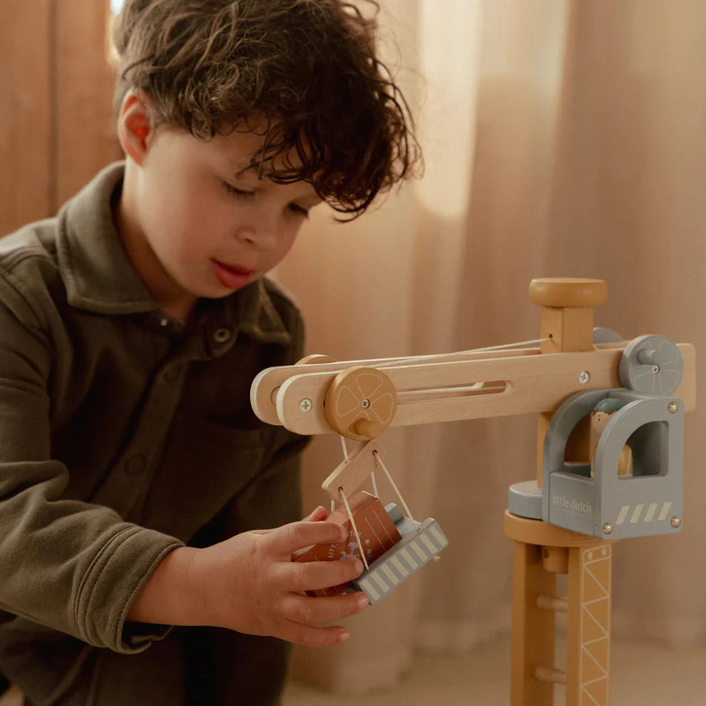 Little Dutch Wooden Crane and Train Track Set