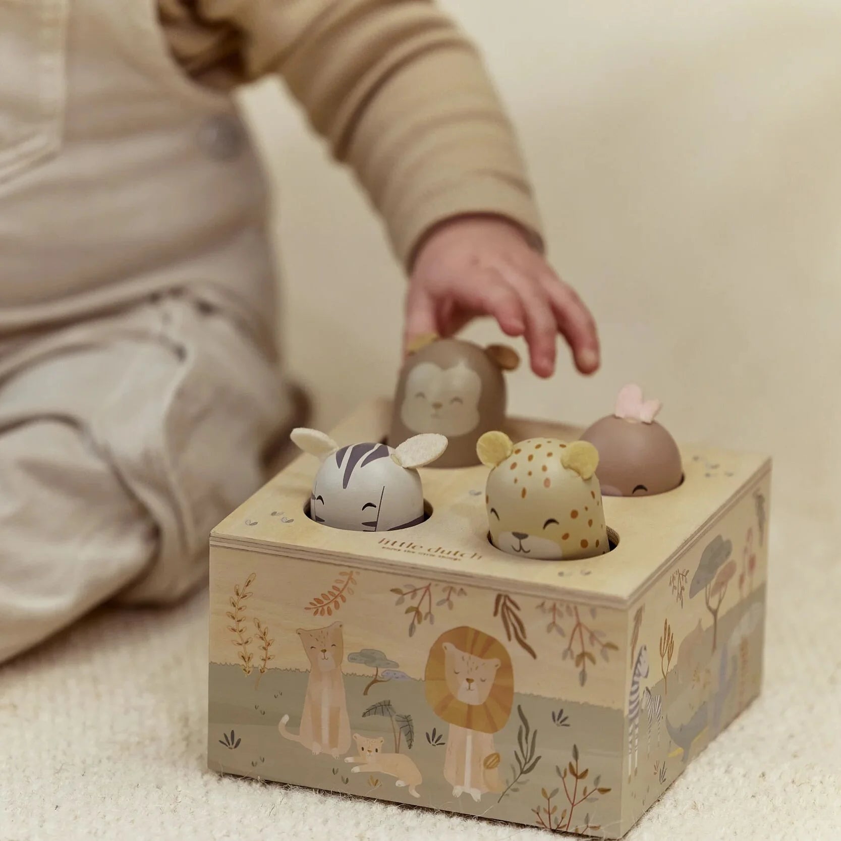 Little Dutch - Safari Friends Wooden Pop-Up Toy