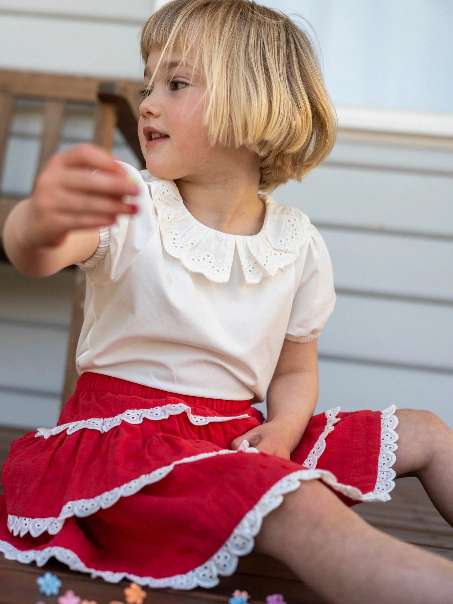 Goldie + Ace Laura Puff Sleeve Collar T-Shirt