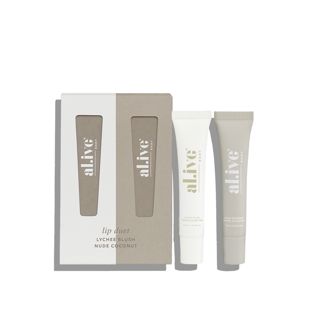 Al.ive Body Lip Duet - Lychee Blush + Nude Coconut