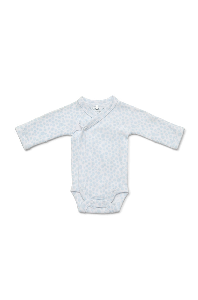Marquise Premmie Long Sleeve Wrap Bodysuit - Blue Spots