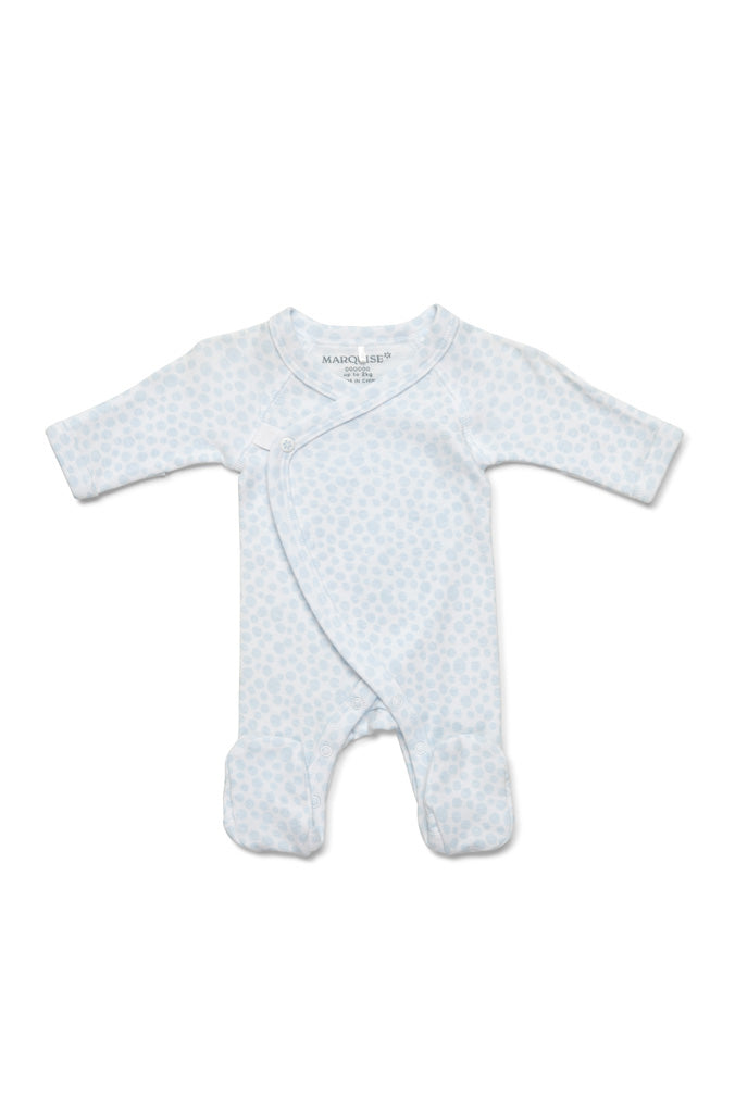 Marquise Premmie Wrap Footed Growsuit - Blue Spot