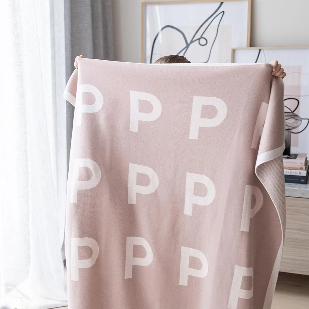 Namely Co Multi Letter Blanket - Light Camel