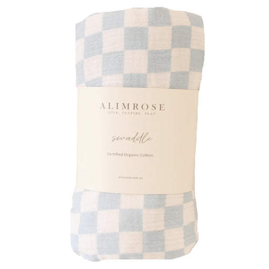 Alimrose Muslin Cotton Swaddle Blue Check