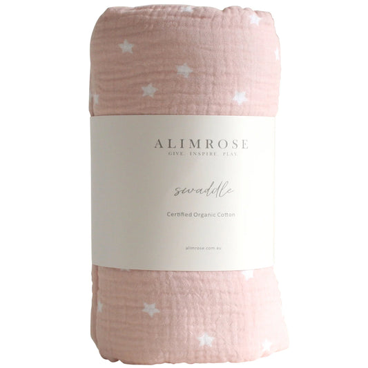 Alimrose Muslin Swaddle Starry Night Pink