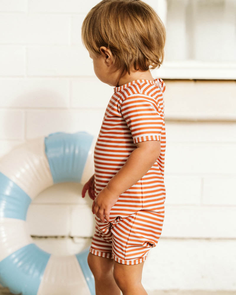 Mini Haha Harvey Stripe Short Sleeve Rash Suit