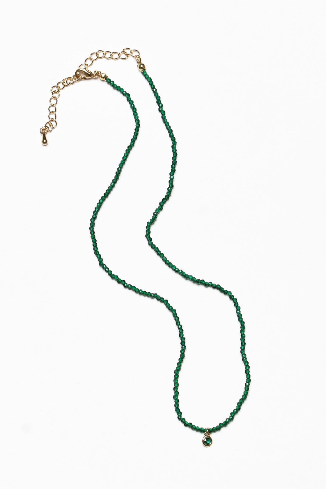 Tiger Tree Emerald Beaded Necklace