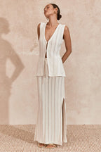 Mon Renn Aster Knit Skirt White